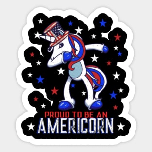 Dabbing Unicorn 4th of July- Sticker